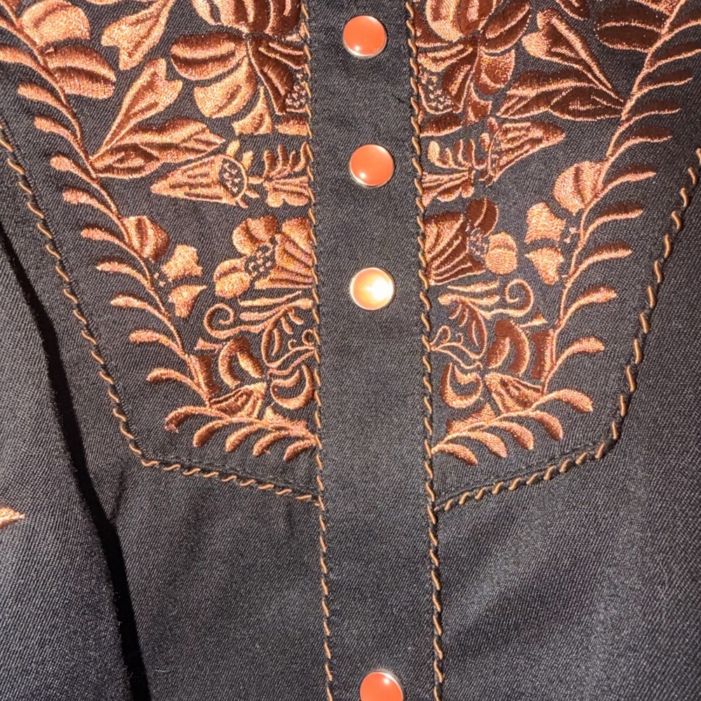 Scully Black Shirt with Brown Embroidery - Picture 4 of 7